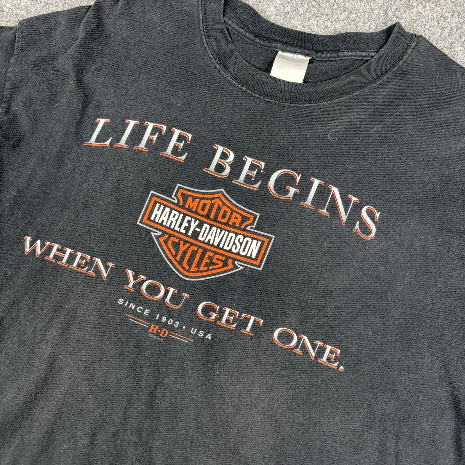Vintage Harley Davidson T Shirt Xl Made In Usa Longview Texas Biker Graphic Tee